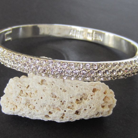 Anne Klein Silver Tone Pave Set Crystal Bangle - Picture 2 of 9